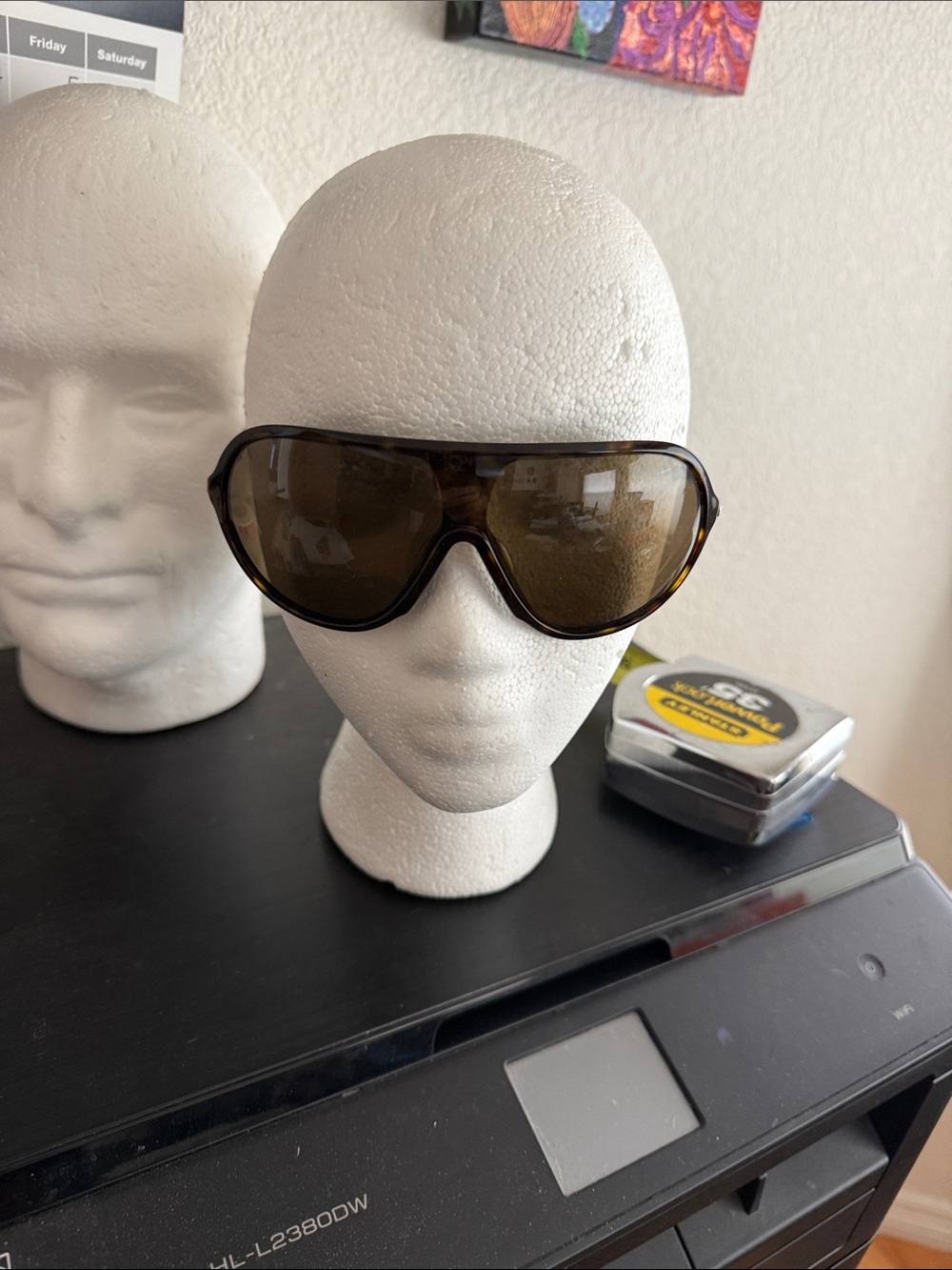 Giorgio Armani Tortoiseshell shield aviator Goggle style 
sunglasses